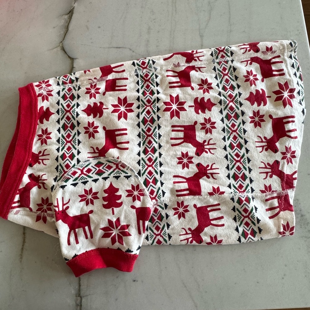 Hanna Andersson Holiday Dear Deer Print Dog Sweater - Size Large